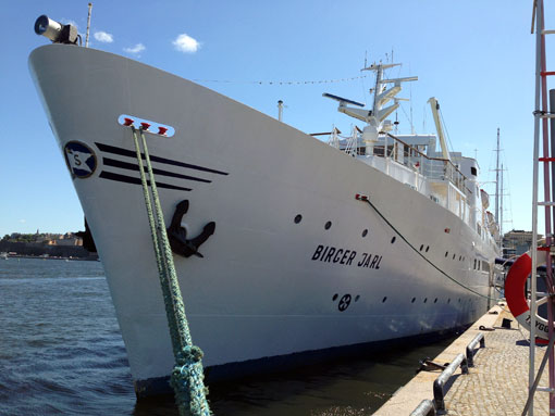 Ånedinlinjens M/S Birger Jarl har nu blivit vandrarhemmet Ånedin Hostel. Foto: Ulo Maasing.