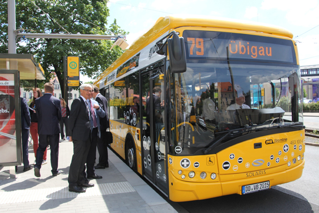 Den tyska staden Dresden har nu tagit emot sin första elbuss från Solaris. Foto: Solaris.