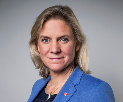 Finansminister Magadalena Anderssons(S) höstbudget får både ris och ros från Sveriges Bussföretag. Foto: Kristian Pohl/Regeringskansliet.
