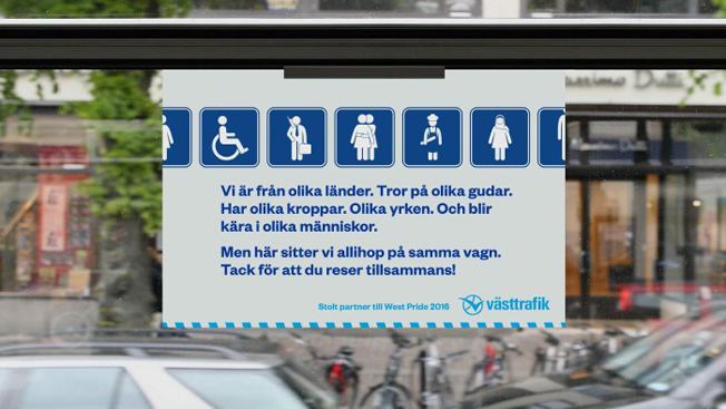 Västtrafik stöttar West Pride. Foto: Västtrafik.