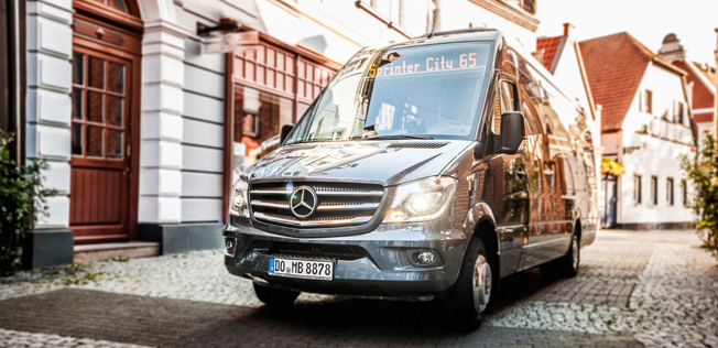 Ännu icke eldriven Mercedes-Benz Sprinter. Men Sprinter med batteridrift är på gång. Foto: Daimler.