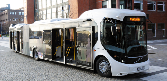 Framtidsbussen i sin ursprungliga version när Volvo lanserade den som sitt bidrag till det europeiska projektet European Bus System of the Future. Foto: Ulo Maasing.