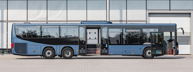 Setra S 418 LE business har upp till 57 sittplatser. Foto: Daimler Buses.