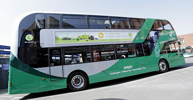 Scania har i samarbete med brittiska ADL fått världens hittills största beställning på biogasdrivna dubbeldäckare. Foto: Nottingham City Transport.
